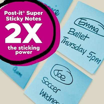 Post-it 100% Recycled Paper Super Sticky Notes, Lined, 4 in. x 4 in., 3 Pads, 70 Sheets per Pad, Oasis Collection, School Supplies and Office Products