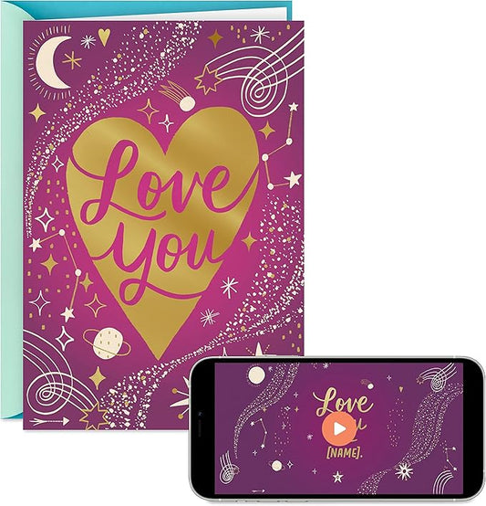 Hallmark Personalized Video Love Card-Romantic Birthday, Anniversary, Sweetest Day-Love You (Record Your Own Video Greeting)