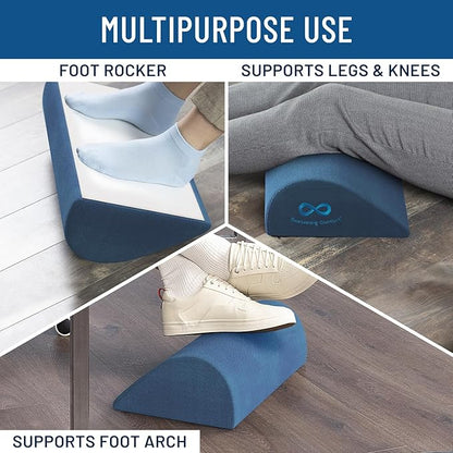 Foot Rest for Under Desk at Work - Memory Foam Office Foot Stool & Under Desk Footrest Leg Elevation Pillow for Gaming & Home Office, Supports Posture
