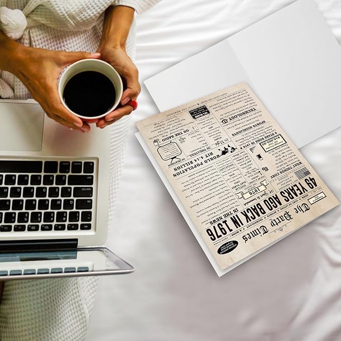 Happy 49th Birthday Card for Women Men, Funny 49 Year Old Birthday Gifts Card for Husband Wife Him Her, Retro 49th Bday Decorations