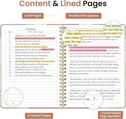 Pretty Cute Lined Spiral Journal Notebook for Women, Aesthetic College Ruled Notebook for Work & Note Taking, A5 Hardcover Journal for Writing, 140 Pages, Abstract