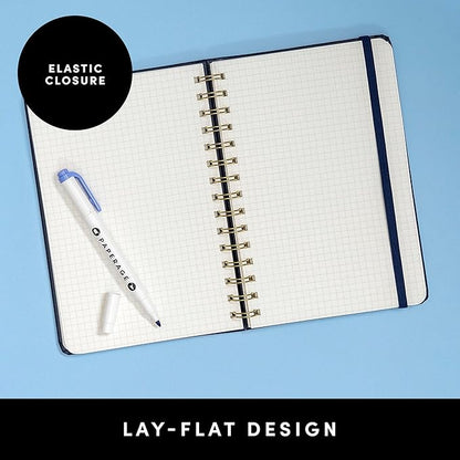 PAPERAGE Graph Paper Spiral Notebook & Journal, (Black), 160 Pages, Medium 5.5 inches x 8 inches - 100 GSM Thick Graphing Paper, Hardcover, Double-Wire Grid Spiral Notebook