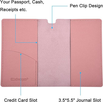 Journal Cover, 2 Pack Wisdompro PU Leather Notebook Cover for Field Notes,or Other 3.5" x 5.5" Pocket Notebooks - Pink