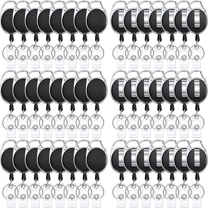 Honoson Heavy Duty Retractable Badge Reels Batch ID Badge Holder Retractable Clip Bulk Card Key Holder with Ring for Office Worker Employee, Doctor Nurse Gifts(Black,50 Pcs)