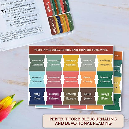 Bible Tabs for Women, Men, Kids, 90 Large Print Bible Index Tabs for Study Bible, Laminated Easy-to-Read Label, Christian Gift for Church, Boho