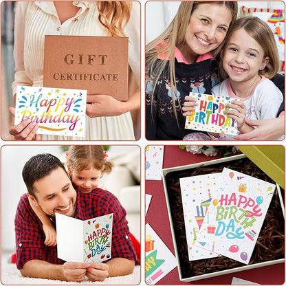 Harloon 200 Pack Happy Birthday Card Assorted Bulk with Blank Envelopes and Stickers 4 x 6 Inches Greeting Blank Happy Birthday Cards for Men Women Adults Kids, 20 Styles(Colorful Words)