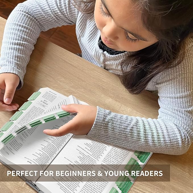 Bible Tabs for Women & Men, Laminated Bible Tabs for Study Bible, Large Print Neutral Bible Tabs for Easy Navigation, Bible Index Tabs, 66 Tabs Old & New Testament, Extra 9 Blank Tabs, Evergreen Grace