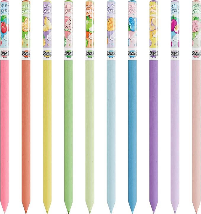 Pastel Colored Smencils - Patented Gourmet Scented Colored Pencils made from Recycled Newspapers, 10 Count, Gifts for Kids, School Supplies, Classroom Rewards