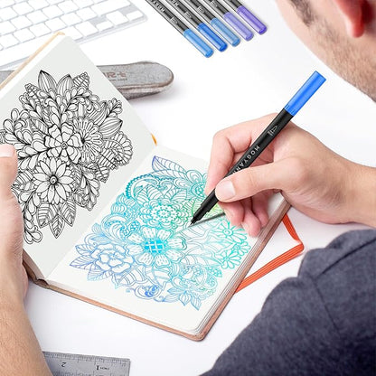 Mogyann Blue Markers, 12 Pack Dual Brush Pens Drawing Markers for Art Sketching