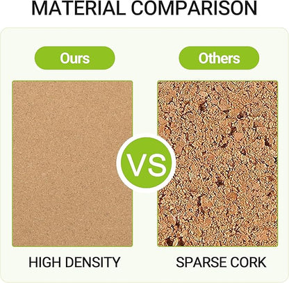 AKTOP Cork Board Bulletin Board 17"x8", 1/2" Thick Cork Board Tiles 6 Pack, Small Pin Board for Wall Decor, Self Adhesive Corkboards with 60 Push Pin Wood Clips for School, Home & Office