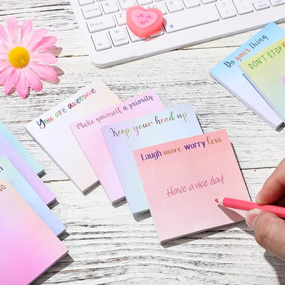 Zonon 60 Pieces Inspirational Sticky Notes 3 x 3 Inch Motivational Fun Notepads Positive Gifts for Teacher Nurse Coworkers Work Studying Supplies (Watercolor Style)