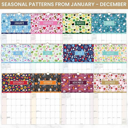 bloom daily planners 2025 Calendar Year Monthly Hanging Wall Calendar (January 2025 through December 2025) - Large 11” x 17” - Holiday Icons