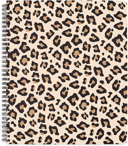 Steel Mill & Co Cute Large Spiral Notebook College Ruled, 11" x 9.5" with Durable Hardcover and 160 Lined Pages, Leopard