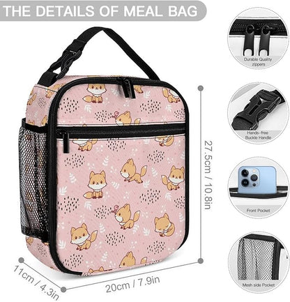 3PCS 17" Fox Backpack, Shoulders Backpack with Insulated Lunch Bag Durable Fox Laptop Bag Daypack with Multiple Pockets (Fox)