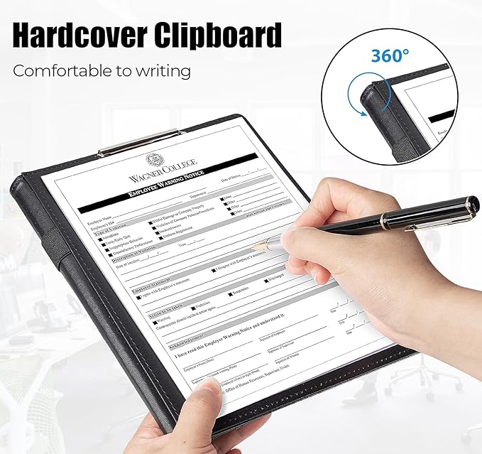 A5 Leather Portfolio Binder, Interview Legal Document Organizer with Magnetic Closure Cover with A5 Sized Papers,Sticky Tabs,Pen,Mini Document Organizer Folder for Men Women,Black