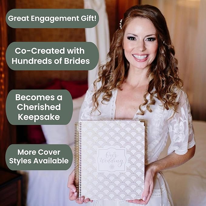 bloom daily planners Hard Cover Complete Wedding Day Planner Bridal Journal & Organizer (Undated) - 9" x 11" - Planning Our Forever