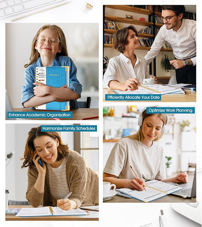 2026 Planner, Weekly and Monthly Calendar Planner from January 2026 - December 2026, 5.75" x 8.38" Hardcover Leather Hourly Appointment Book with Tabs, A5 Spiral Daily Planners for College School Work Home, Sky Blue