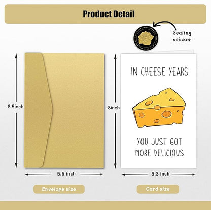 Cheese Birthday Card for Men Women, Funny Birthday Card for Friends, Better With Age Birthday Card - In Cheese Years You Just Got More Delicious