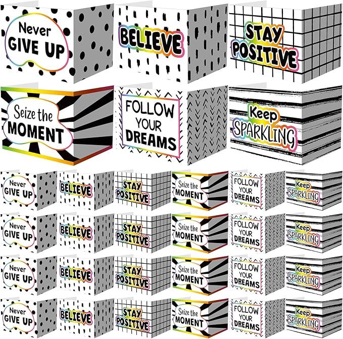 Honoson 24 Pcs Bulk Inspirational Privacy Folders for Students Cardboard Test Privacy Boards Motivational Words Desk Dividers Shield for Classroom School Study Supplies, 6 Styles(Polka Dot)