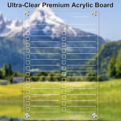 Acrylic Magnetic Dry Erase Board for Fridge, 12"X8" Clear Magnetic to Do List White Board, Acrylic Dry Erase to Do List for Refrigerator, Magnet Whiteboard 5 Markers 2 Pcs