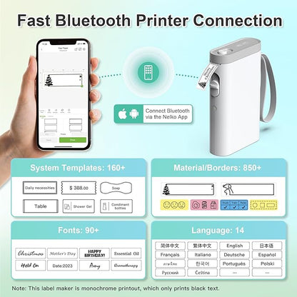 Nelko Label Maker Machine with Tape, P21 Bluetooth Label Printer, Wireless Mini Label Makers with Multiple Templates for Organizing Office Home, White