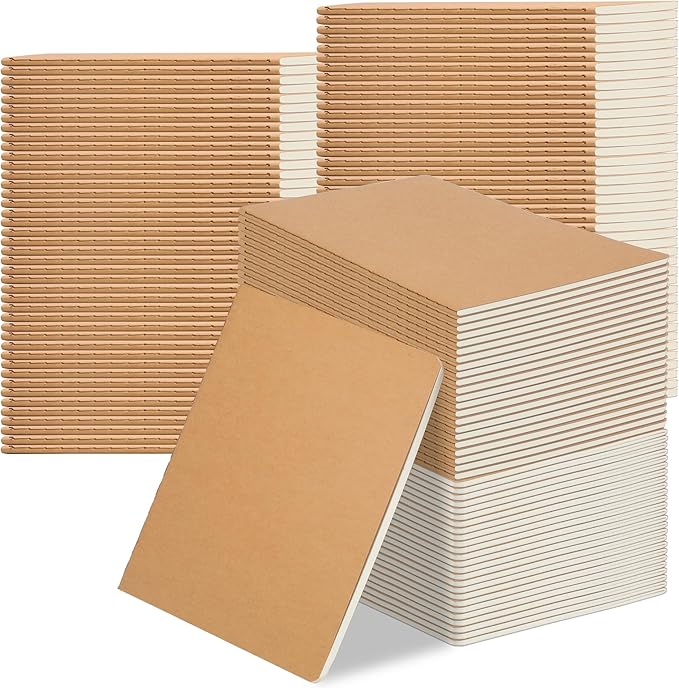 100 Packs Kraft Small Blank Notebooks, Unlined Mini A6 Journals Bulk, Blank Notepads for Kids Students School Office, Traveler Sketching, Drawing, Writing Supplies, 5.5" x 4", 30 Sheets/60 Pages