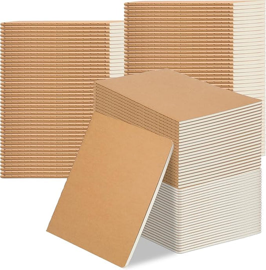 100 Packs Kraft Small Blank Notebooks, Unlined Mini A6 Journals Bulk, Blank Notepads for Kids Students School Office, Traveler Sketching, Drawing, Writing Supplies, 5.5" x 4", 30 Sheets/60 Pages