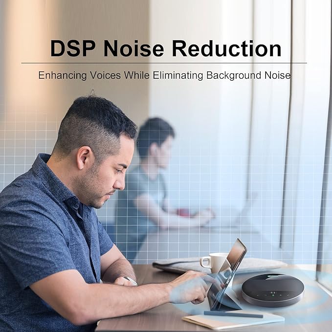 Bluetooth Conference Speaker and Microphone， Wireless Lound Speakerphone Portable for Car and Computer Home Office, Two Way Voice Clear, Compatible with Zoom, Teams, Skype