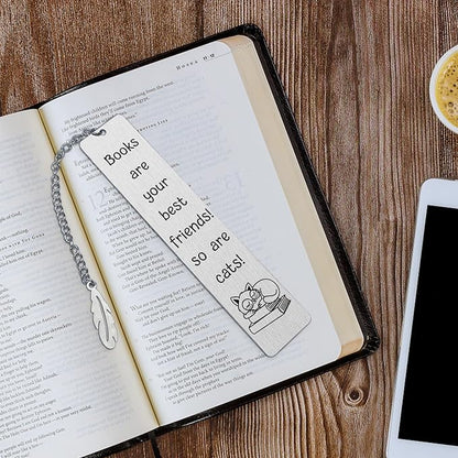 Funny Bookmarks for Book Lovers Reader Bookworm Books are Your Best Friends Teen Girls Boys Cat Bookmarks Cat Lover Gifts for Women Men Valentines Gifts for Him Her Book Club Christmas Gifts