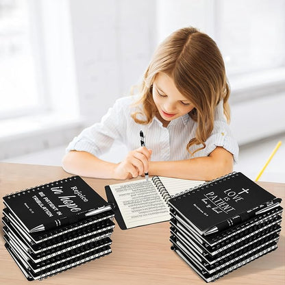 INSADA Christian Prayer Journal Spiral Black Notebooks Bulk Small Notepad with Pens - Small Notepads (4.13”x5.43”) - Easter Gifts for male, Church Members & Bible Study Groups (30 sets Black)