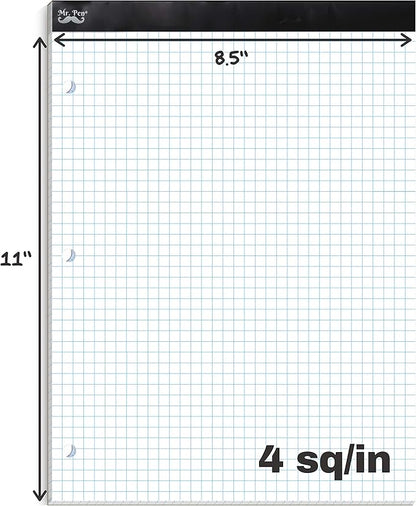 Mr. Pen- Graph Paper, Grid Paper Pad, 4x4 (4 Squares per inch), 8.5"x11", 55 Sheets, 3-Hole Punched, Grid Paper, Graph Paper Pad, Graphing Paper, Computation Pads, Drafting Paper, Blueprint Paper