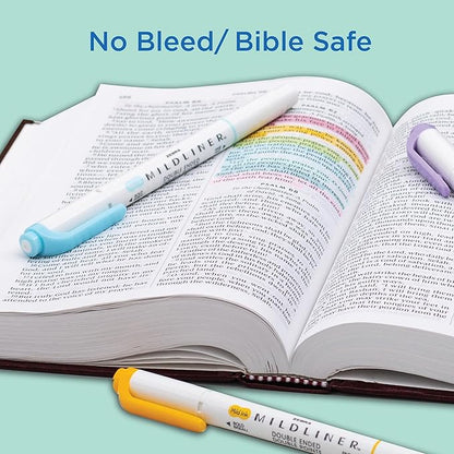 Zebra Pen Mildliner Double-Ended Highlighter, Broad and Fine Point Tips, No Bleed Bible Assorted Neutral Vintage Ink Colors, 8-Pack, Model Number: 78208