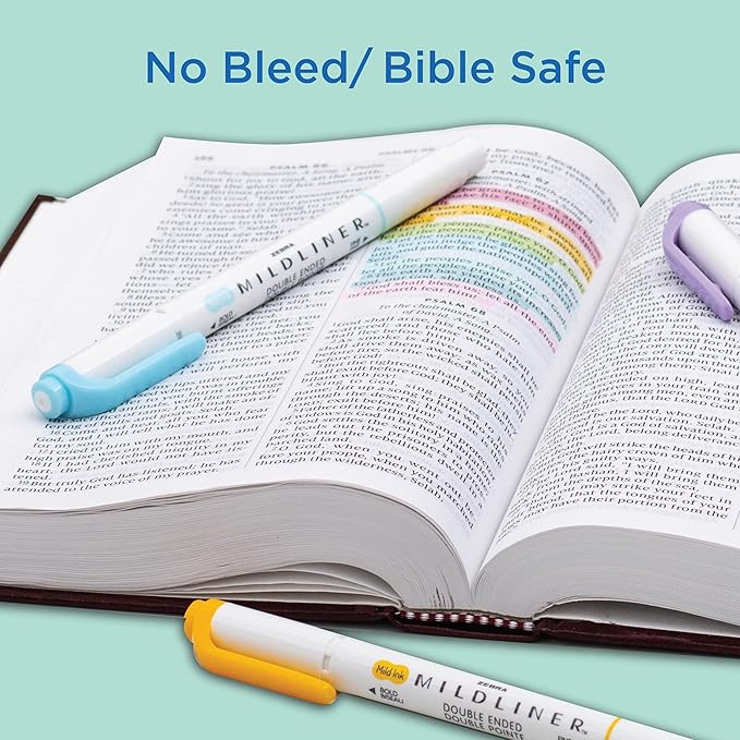 Zebra Pen Mildliner Double-Ended Highlighter Set, Broad and Fine Point Tips, No Bleed Bible Assorted Neutral Vintage Ink Colors, Model Number: 78605, 5-Count, Pack of 1