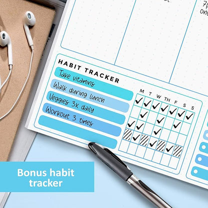 T Marie Weekly Planner Notepad - 52 8.5 x 11” Calendar Sheets Pad and Daily Habit Tracker With To Do List Scheduler - Appointment Calendar for Productivity to Reach Goals, Undated