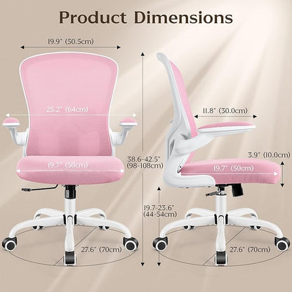 FelixKing Office Chair, Ergonomic Desk Chairs with Wheels Home Mesh Chair Adjustable Lumbar Support and Height, Ergo Chair for Working Gaming Use (Pink)