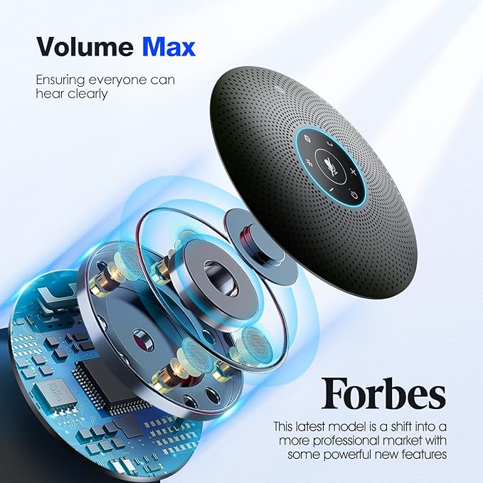 Bluetooth Speakerphone - eMeet M2 Max Professional Conference Speaker and 4 Directional Mics for up to 15 People Business Conference Calls High Volume Noise Reduction Daisy Chain Dongle Home Office