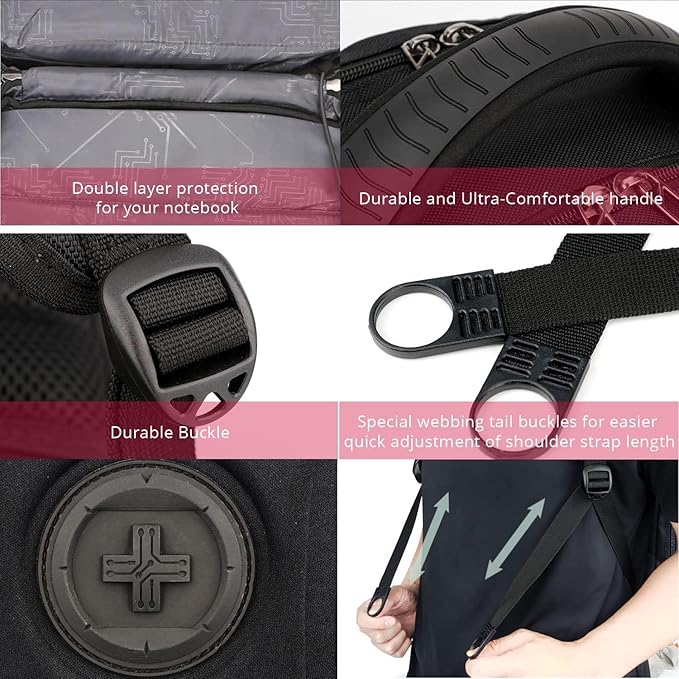 Swissdigital Design TSA Laptop Backpack Men's USB Charging Port Large Capacity Business Travel Backpack Black| With Apple Find My Network (TERABYTE J16BTFB-41) One Nation One World