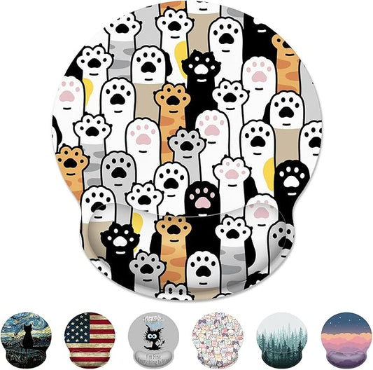 Ergonomic Mouse Pad with Wrist Support,Cute Cat Paws Mouse Pad with Wrist Rest,Relieve Wrist Pain Mousepad Non-Slip Rubber Base,Mouse Pads for Desk,Computers,Laptop,Office,Gaming,Home,Accessories