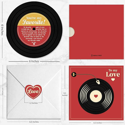 Anniversary Card, Valentines Day Gifts For Him, Love Card for Men Husband Boyfriend or Girlfriend, Retro Happy Anniversary, Romantic Card for Couple, Vinyl Record CD Birthday Card, First Date Gifts