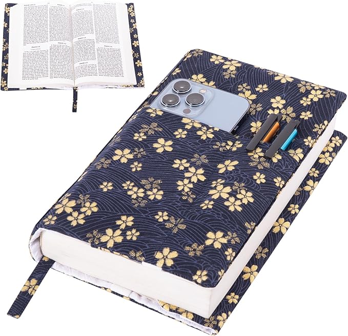 Book Covers - Fabric Dust Jackets for Books - Book Protector for Book Lovers - Book Covers for for Paperbacks,Hardcover,Bibles - Soft Cover Book Sleeve for AA Books