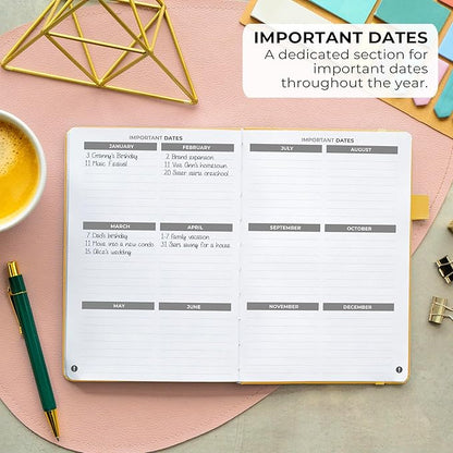 Clever Fox Address Book with alphabetic tabs - PU Leather Telephone and Address Book for Keeping Contacts Safe, Contact Organizer Journal, Medium Size (5.3″ x 7.7″) Hardcover, Amber Yellow