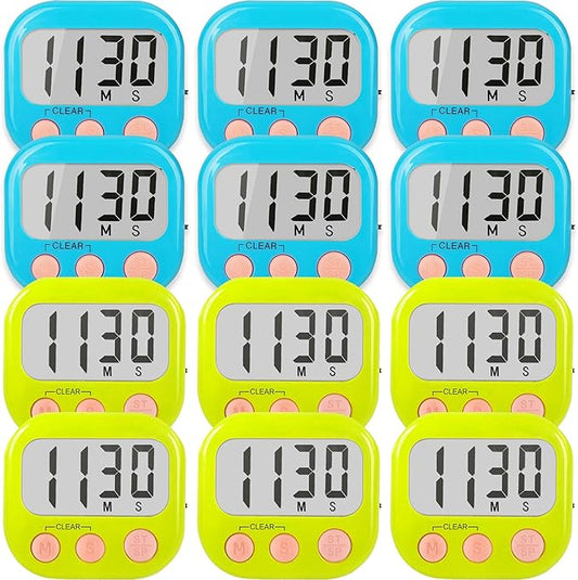 Classroom Timers for Teachers Kids Large Magnetic Digital Timer 12 Pack-Blue Green