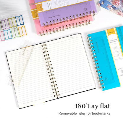 Yoment Spiral Notebook College Ruled A5 Spiral Bound Journal 160 Pages Thick Paper Plastic Hardcover Spiral Notebook 5x7 Wire Bound Notebooks for Note Taking School Office Supplies,Black