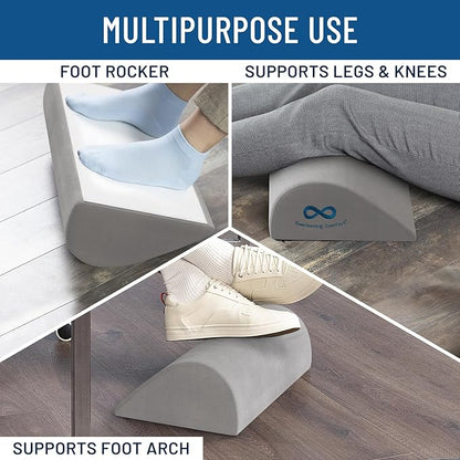 Foot Rest for Under Desk at Work - Memory Foam Office Foot Stool & Under Desk Footrest Leg Elevation Pillow for Gaming & Home Office, Supports Posture