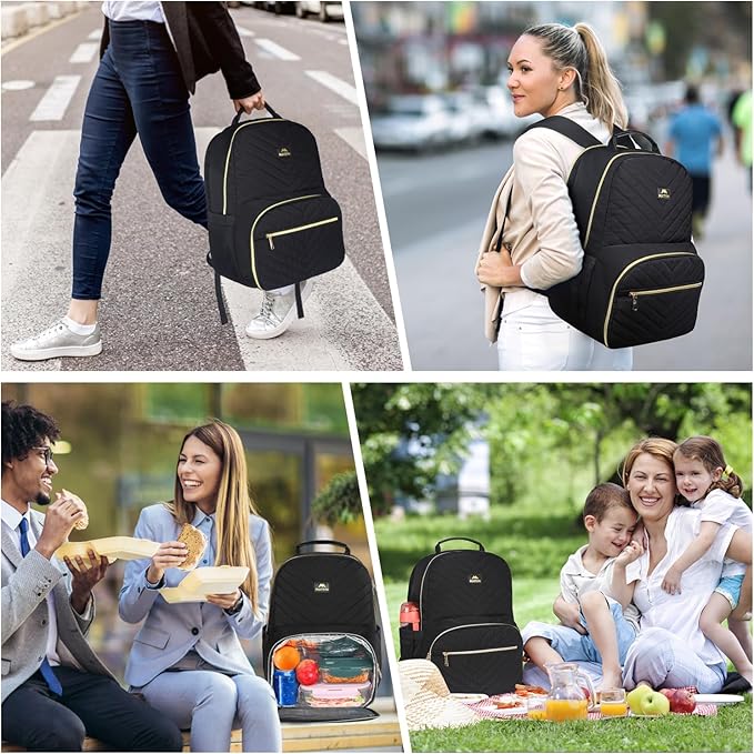 MATEIN Lunch Backpack for Women, 15.6inch Laptop Work Backpack with Insulated Cooler Compartment, Water Resistant Teacher Nurse Backpack with USB Port for College Picnic Camping Beaches, Women Gifts