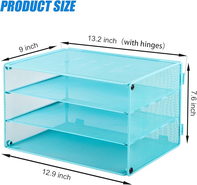 EASEPRES 3 Tier Desk Paper Organizer, Blue