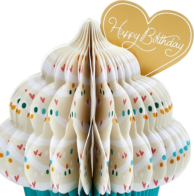 Hallmark Paper Wonder Romantic Pop Up Birthday Card for Husband, Wife, Boyfriend, Girlfriend (Honeycomb Cupcake)