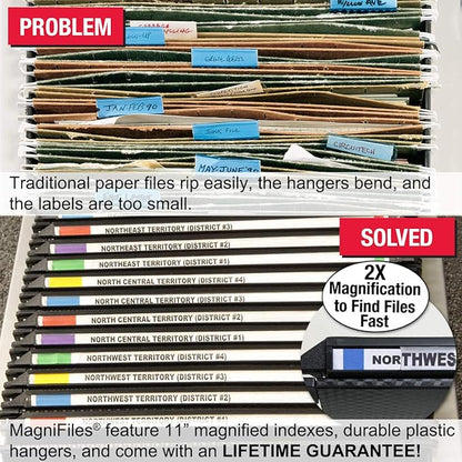 Ultimate Office MagniFile Hanging File Folders (Black, 1" Box-Base, Set 2)