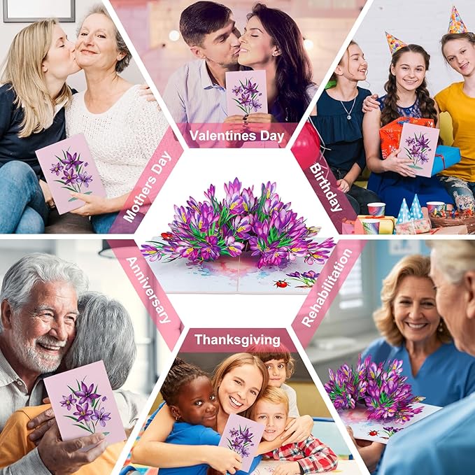 Pop Up Flower Greeting Card - Mothers Day Cards for Mom, Wive and Grandmother - Pop Up Card for Birthday, Thank Yous, Get Well or Any Occasion