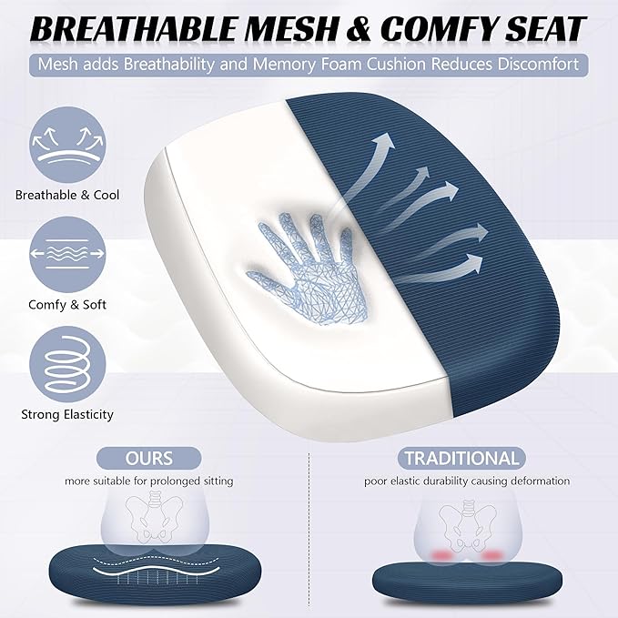 Drafting Chair, Tall Office Chair Ergonomic Standing Desk Chair,with Adjustable Footrest Ring, 3D Lumbar Support, Flip-up Armrests, Swivel Desk Stool for Drawing Working (Navy)